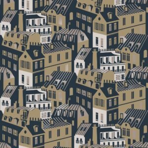 Travelogue Collection Emma's Apartment Wallpaper Seagrass Beige and Gold Mini Moderns MMTLG06SE