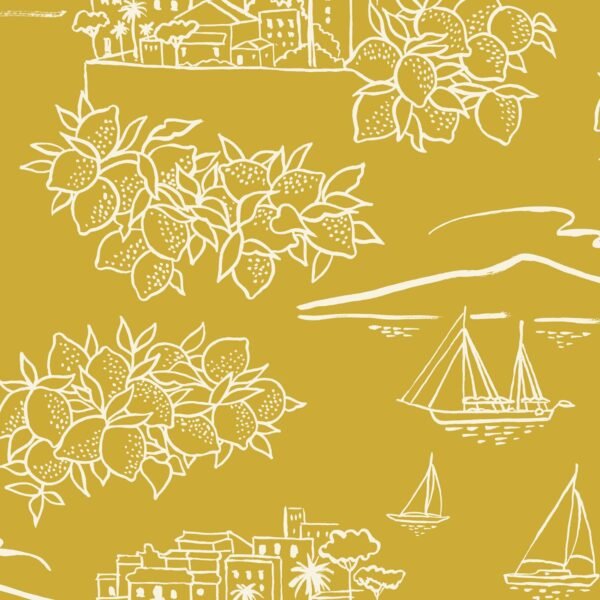 Travelogue Collection Limoneto Wallpaper Mustard Yellow Mini Moderns MMTLG04MU