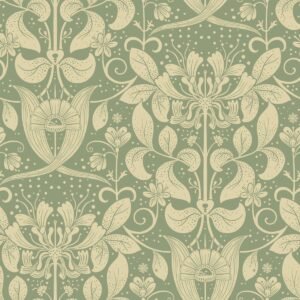 Hjarterum Berit Arts and Crafts Inspired Wallpaper Green Galerie 83126