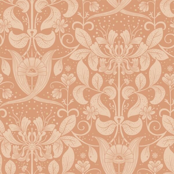 Hjarterum Berit Arts and Crafts Inspired Wallpaper Orange Galerie 83128