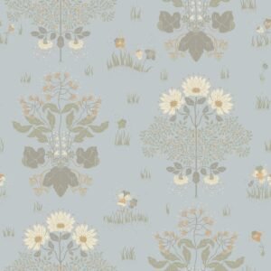 Hjarterum Edla Arts and Crafts Inspired Wallpaper Light Blue Galerie 83132