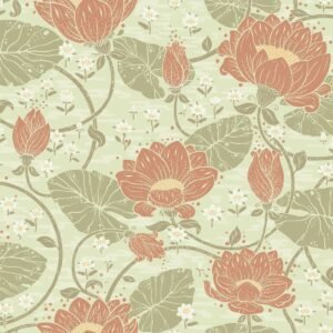 Hjarterum Eva Arts and Crafts Inspired Wallpaper Light Green Galerie 83119