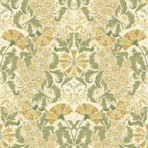 Hjarterum Ojvind Arts and Crafts Inspired Wallpaper Cream Olive Beige Galerie 83117