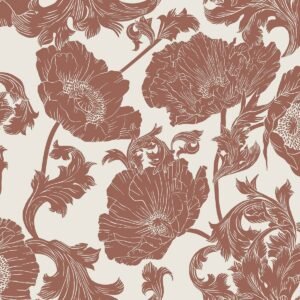 Ekbacka Papaver Floral Wallpaper Red White Galerie 14024