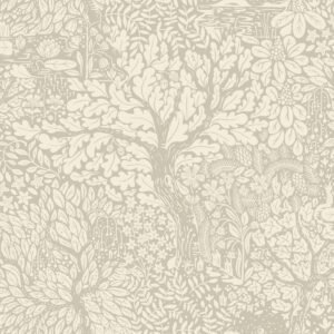 Hjarterum Olle Arts and Crafts Inspired Wallpaper Taupe White Galerie 83110