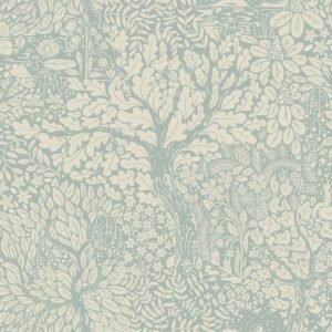 Hjarterum Olle Arts and Crafts Inspired Wallpaper Blue White Galerie 83112