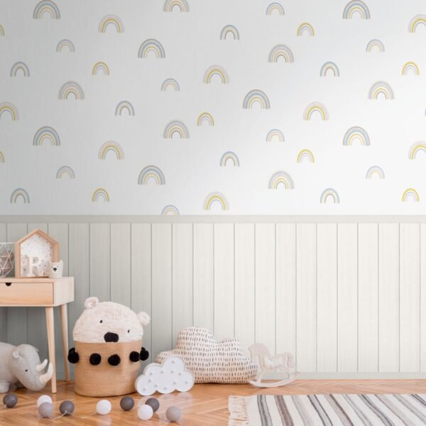 Rainbows and Wood Slats 2 in 1 Vinyl Wallpaper Multi AS Creation 39817-1