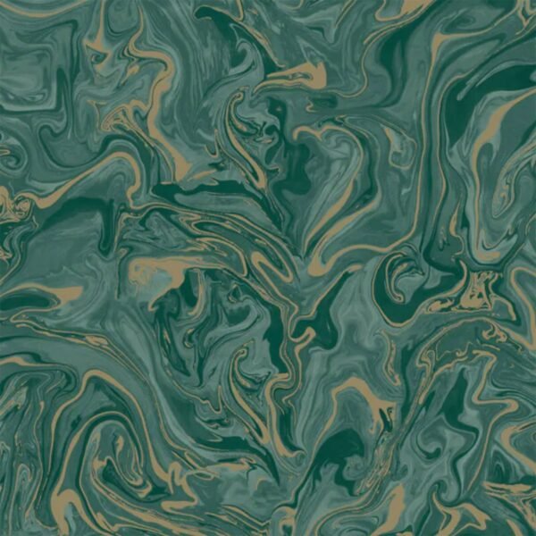 Liquid Marble Wallpaper Emerald Green / Gold Fine Decor FD43058