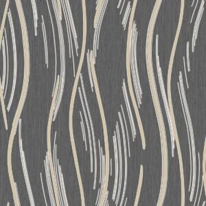 Shimmer Wave Wallpaper Black / Gold World of Wallpaper AF0023