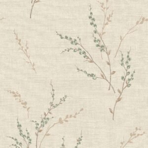 Carmella Floral Textured Vinyl Wallpaper Green Belgravia 7152