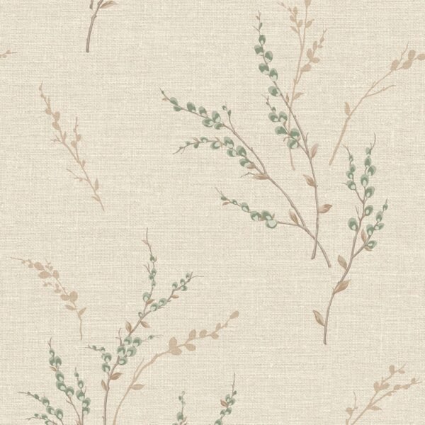 Carmella Floral Textured Vinyl Wallpaper Green Belgravia 7152