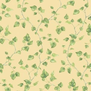 Just Kitchens Just Ivy Wallpaper Yellow Green Galerie G45430